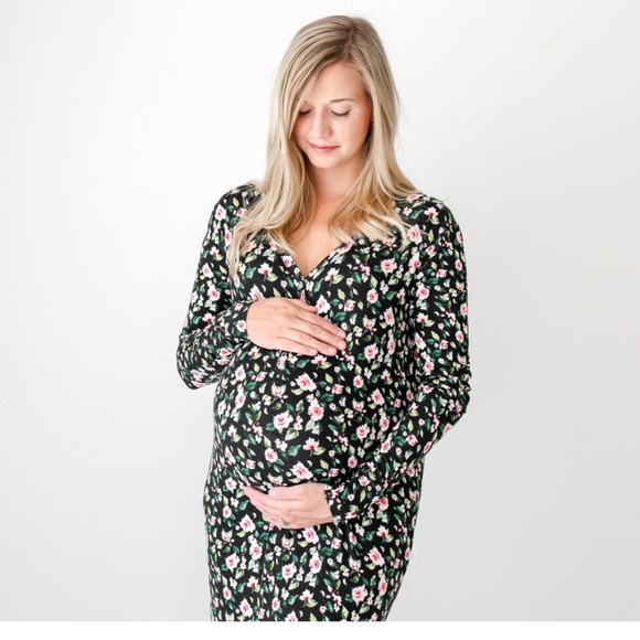 Posh Peanut Dresses & Skirts - NWT Black Floral Bamboo Maternity Maxi - Size XL